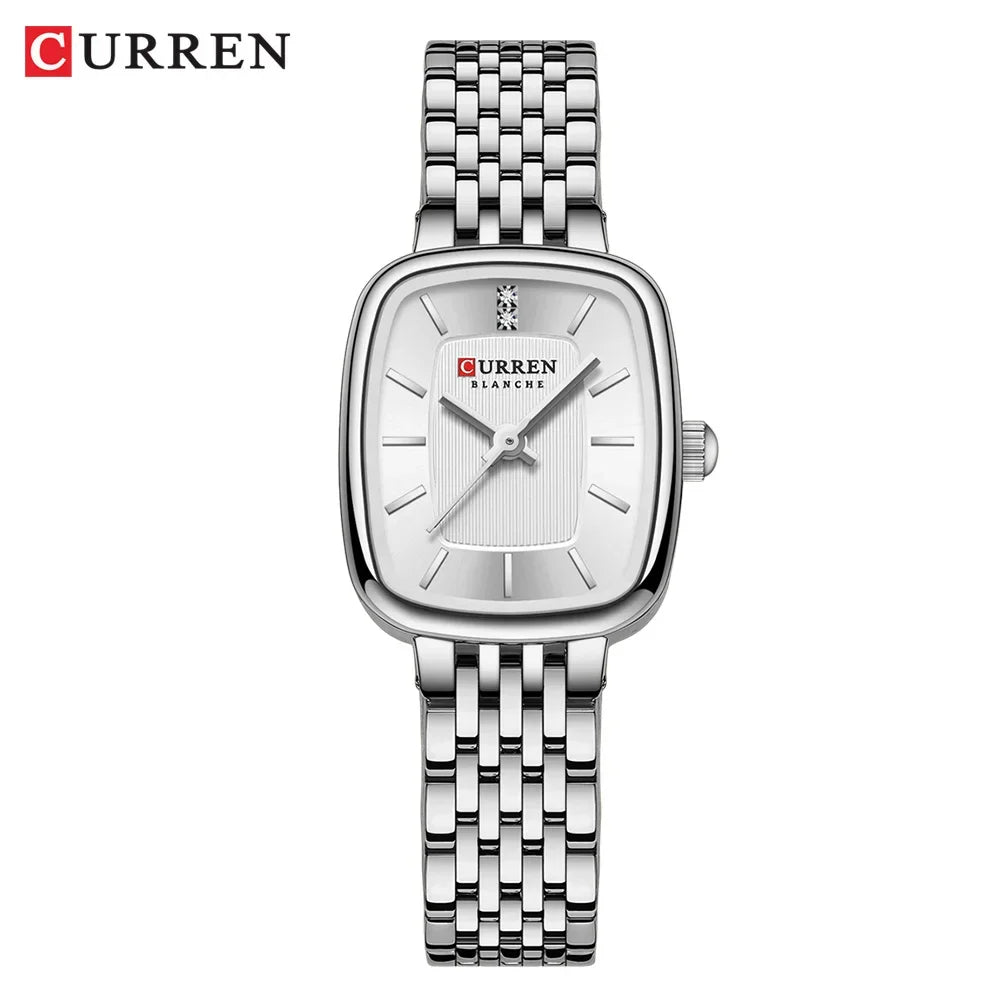 Product Image for Top Marke CURREN Luxus Damen Uhren Stainless Steel Band Wasserdicht Damen Quarz Armbanduhr Romantische Montre Femme 2023, silber weiß