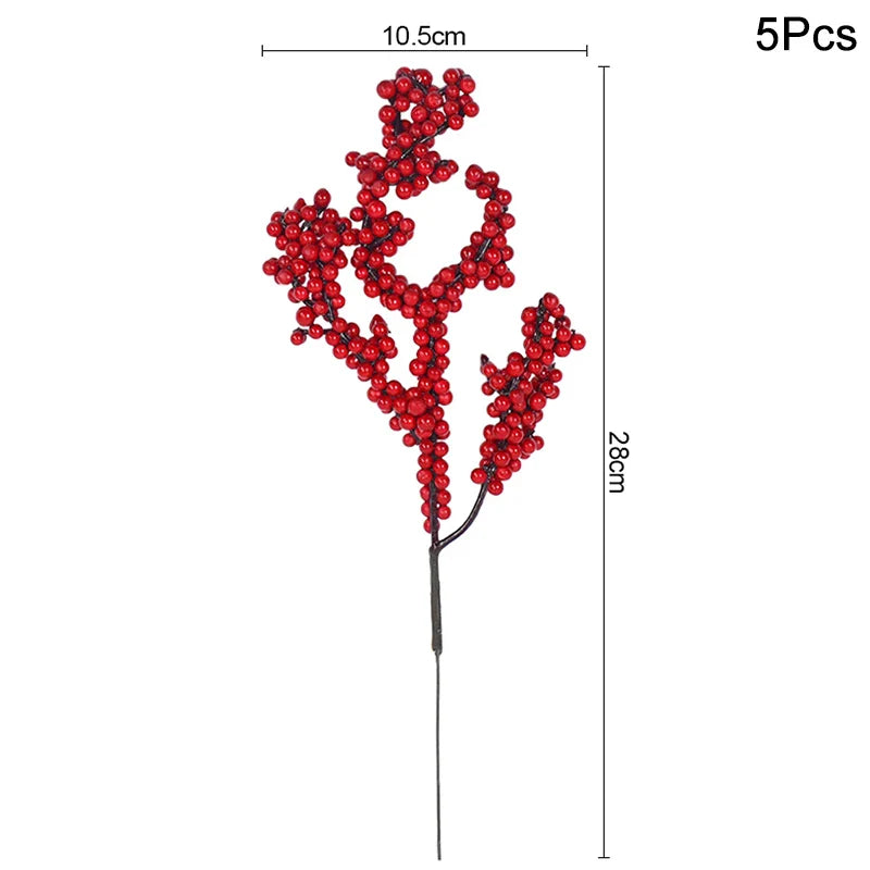 Product Image for Sandsberg 5 Stück Weihnachtsrote Beeren Künstliche Blume Tannenzapfen Zweig Weihnachtsbaum Dekorationen Ornament Geschenkverpackung Zuhause DIY Kranz,