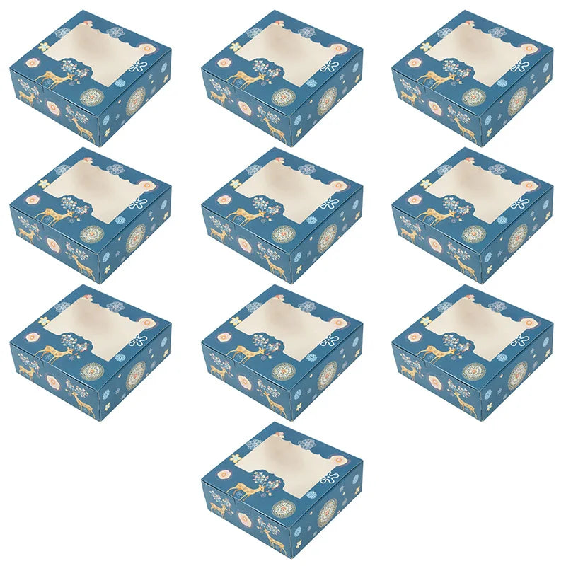 Product Image for Sandsberg 10/5Stk Weihnachtskeksbox mit Fenster Süßigkeiten Schokolade Keks Verpackungsboxen Weihnachtspartie Geschenkverpackung Neujahrsfeier 
