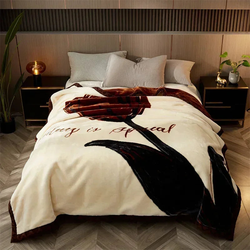 Product Image for Sandsberg doppelseitig bedruckte Herbst Winter Decken für das Bett weich warm verschlüsselte Flocking Raschel Decke hautfreundliche Gewichtsdecke, 20 