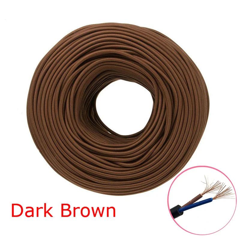 Product Image for Vintage Stoff Geflochtene Elektrische Draht – 2 Ader 0.75mm² Textil Flex Kabel für Edison Lampe & Retro Beleuchtung (2m-10m), Dunkelbraun / CHINA / 5m