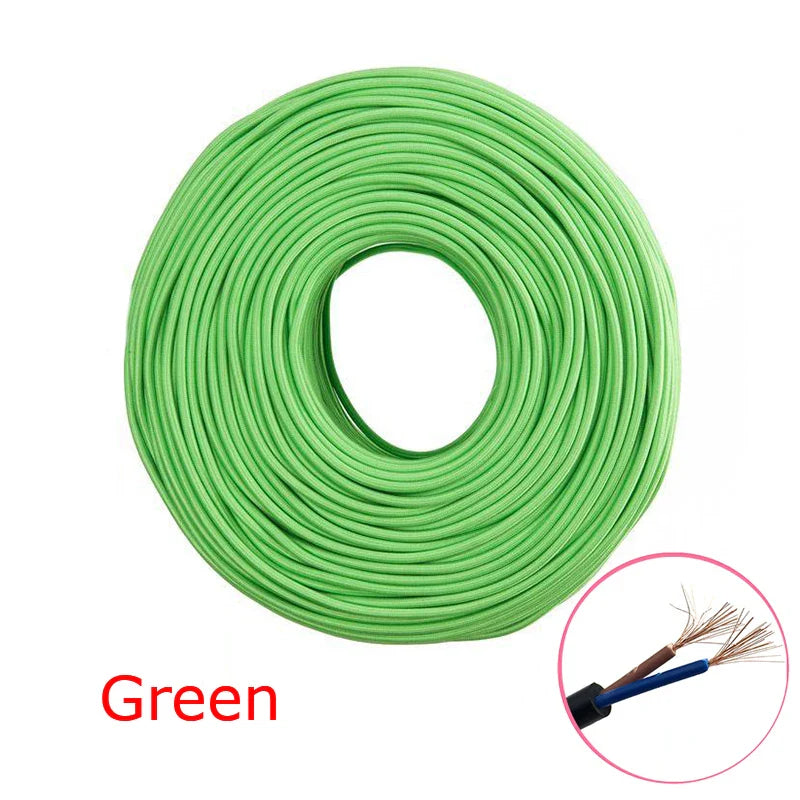 Product Image for Vintage Stoff Geflochtene Elektrische Draht – 2 Ader 0.75mm² Textil Flex Kabel für Edison Lampe & Retro Beleuchtung (2m-10m), Grün / CHINA / 5m