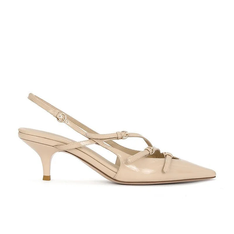 Product Image for Patentleder Quadratzehen Damen Pumps 6cm hohe Absätze Elegante Frühling Sommer Büro Damen Schuhe, Aprikose / 36