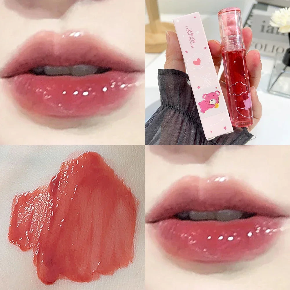 Product Image for Sandsberg | Süßer rosa Bär Wasserlicht Lipgloss haltbarer Kristall glänzender Lippenlack Spiegel Nude flüssiger Lippenstift Frauen Lippen Makeup 