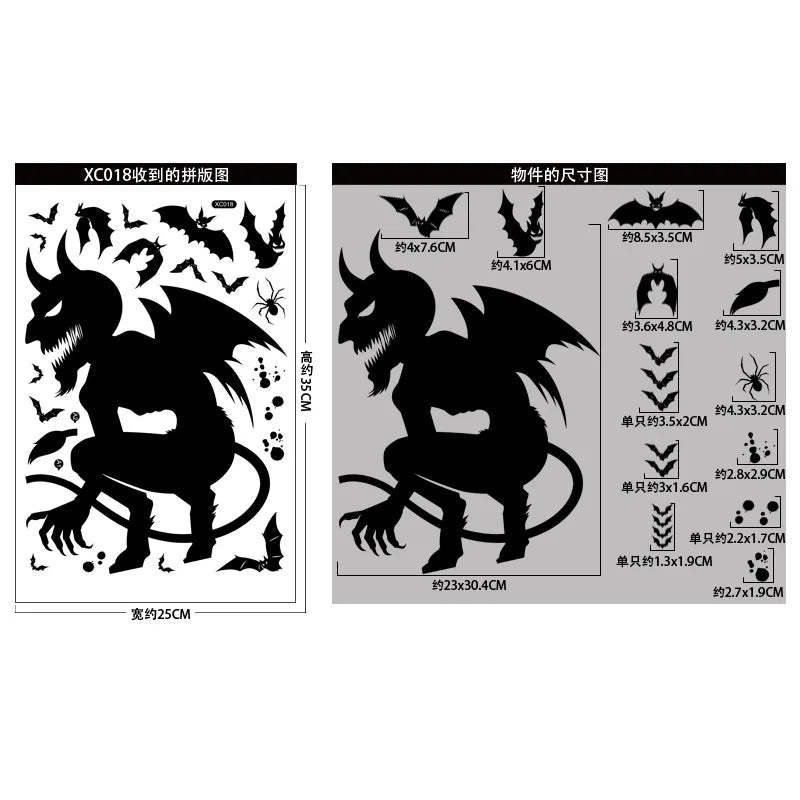 Product Image for Sandsberg | Schwarze Halloween-Dekoration Skelett Hand Kürbis Tür Aufkleber Geist Festival Party Dekor grinsender Mund Wand Aufkleber Fröhliches 