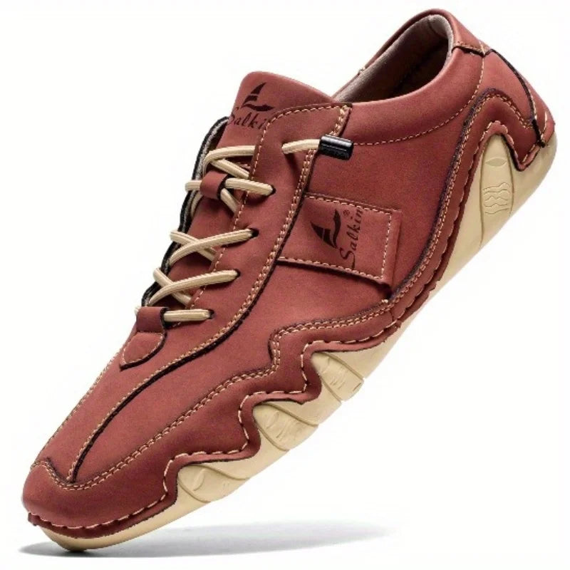 Product Image for Weiße schwarze Leder Herren Freizeitschuhe Luxusmarke formelle Dress Loafers atmungsaktive Slip-On Fahrerschuhe, Rot / 47
