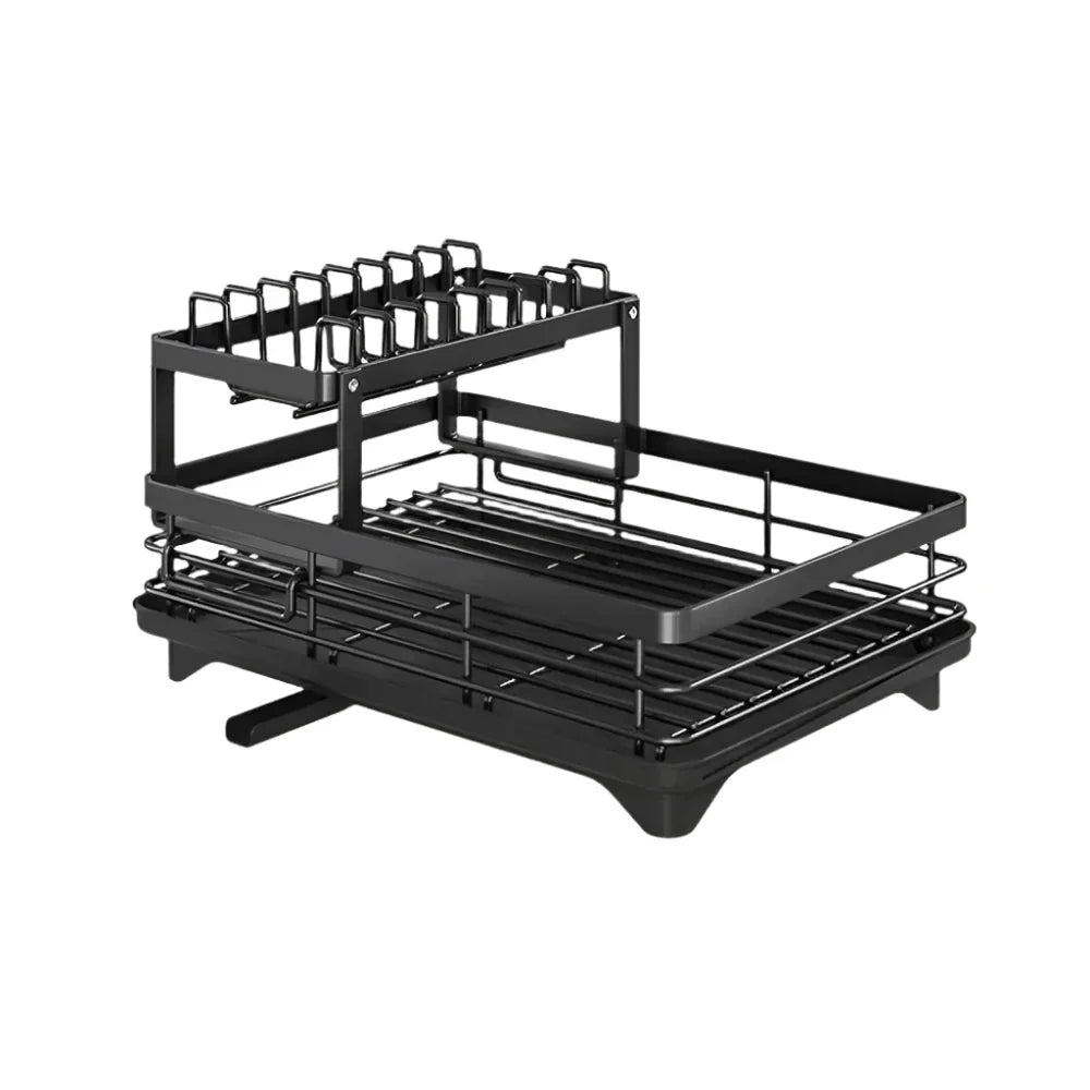 Product Image for Verstellbarer Plattenorganisator und Abtropfgestell für effiziente Aufbewahrung, Schwarz / Doppellagig