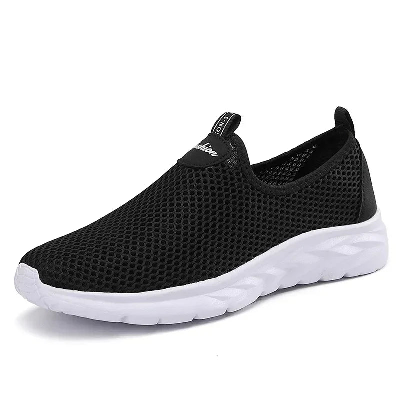 Product Image for Schuhe für Herren Slip-On Lässig Atmungsaktiv Mesh Outdoor Rutschfeste Gemütliche Schuhe Leichte Herren Schuhe, Schwarz und weiß / 40