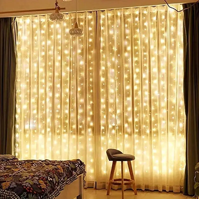 Product Image for USB LED Fee Vorhang Weihnachtslichter - 8 Modi, Warmweiß & Mehrfarbige Optionen für Schlafzimmer, Hochzeit, Weihnachtsdekoration & Feiertagsfeiern, 