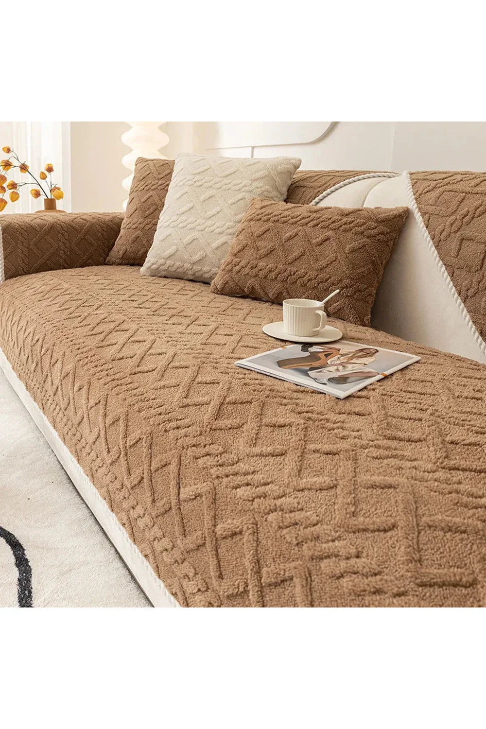 Product Image for Winter Jacquard Sofa-Decke, käse / 70x70cm 1Stück