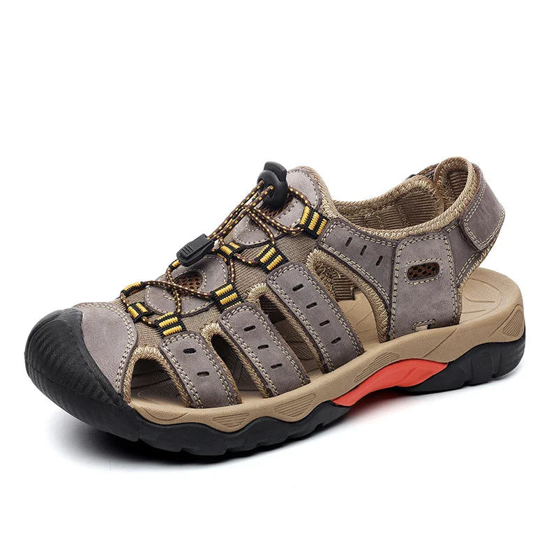 Product Image for Sommer Herren Outdoor Sandalen Strand Schuhe Echtes Leder Trekking Wandern, Hellbraun / 40