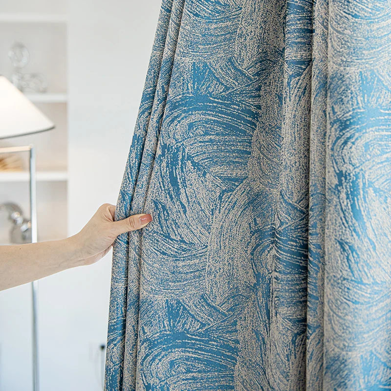 Product Image for Sandsberg | Moderne kreative Kunst Wohnzimmer Vorhänge abstrakte Textur Schlafzimmer Verdunkelungsvorhänge blaue Luxus Arbeitszimmer dekorativer 
