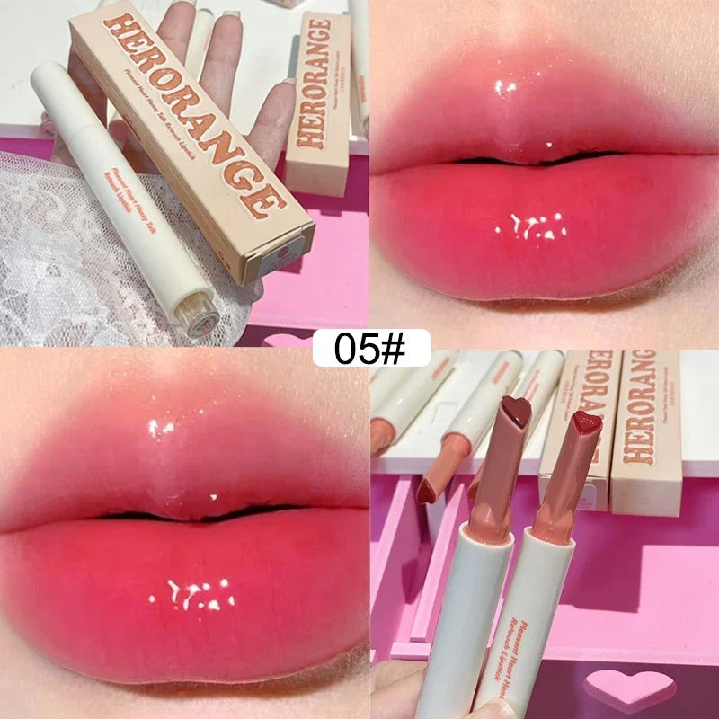 Product Image for Sandsberg | Neuer Spiegelglas Solide Lippenlack Wasser Licht Herzform Lippenstift Stift Klar Öl Gelee Lippenbalsam Koreanischer Tönung Makeup Mädchen 