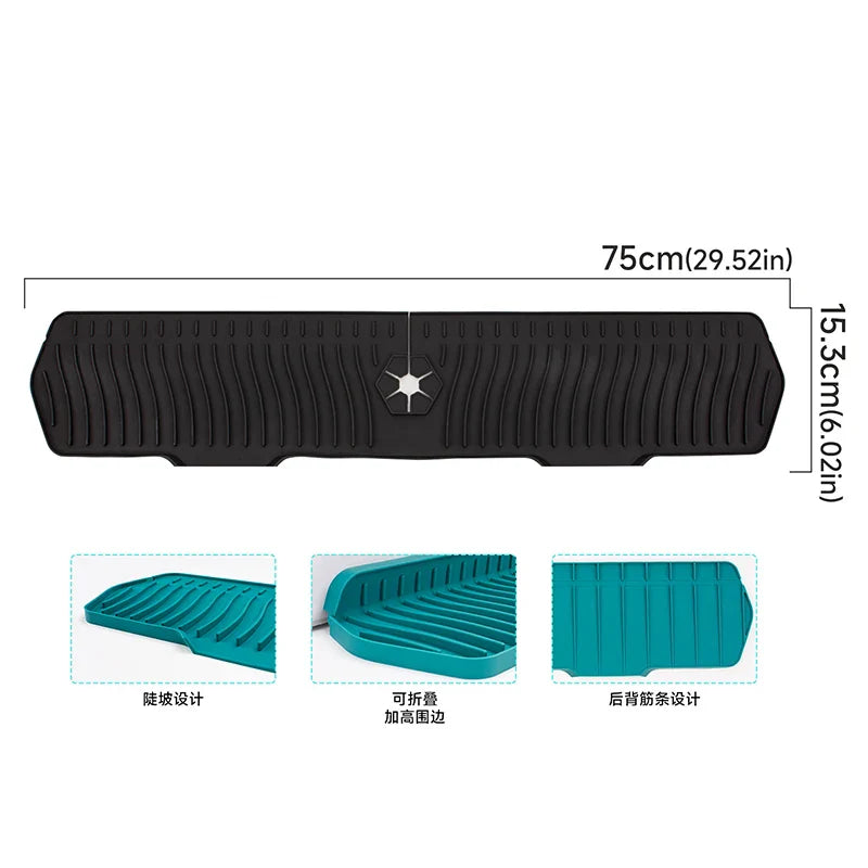 Product Image for Silikon Spüle Spritzschutz - Aufgerüstete Wasserhahnmatte Gadgets - Tropfenfänger Matte für die Küche - Wasserspritzschutz Hinter dem Wasserhahn, 