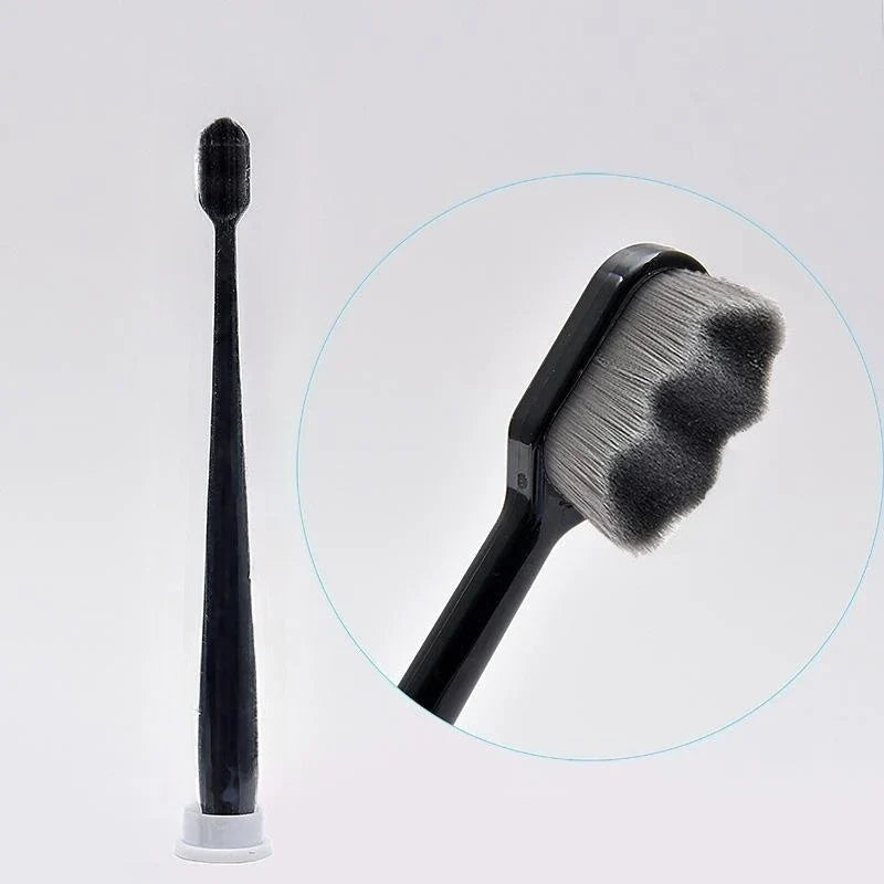 Product Image for Umweltfreundliche ultrafeine weiche Zahnbürste: Tiefenreinigungsbürste für Erwachsene und Kinder - manuelle Mundpflegezahnbürste, Schwarz grau Kopf