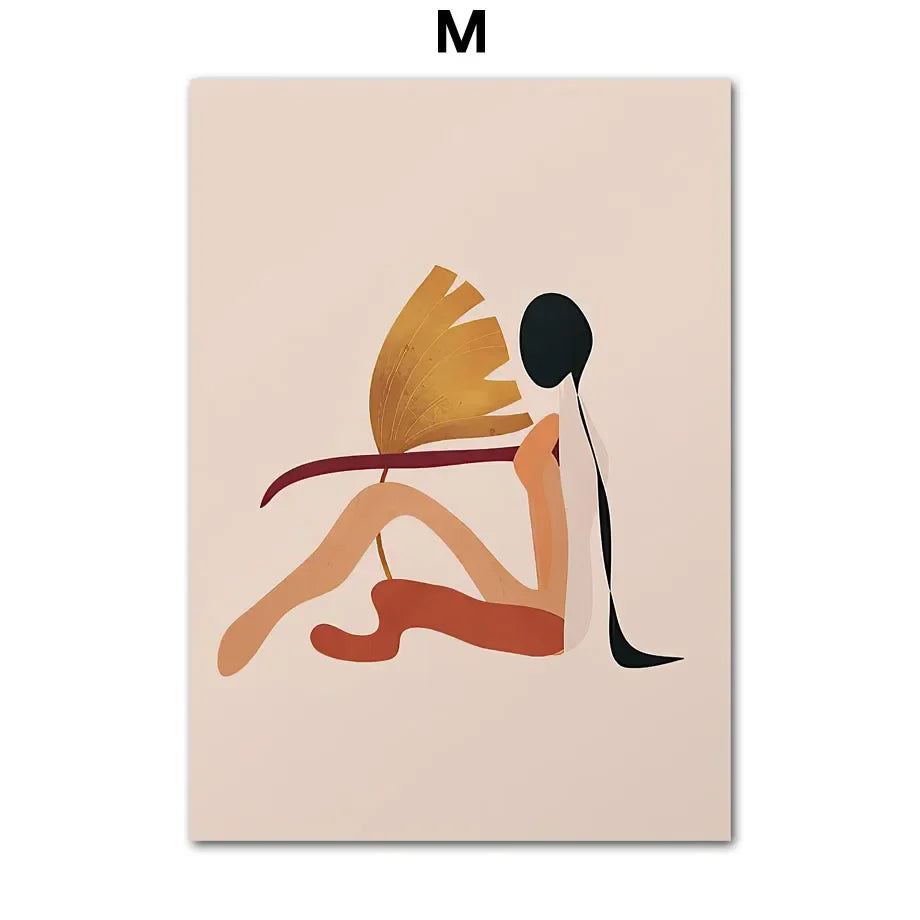 Product Image for Skandinavische einfache Wandkunst Mode Mädchen Palmblätter Vase Bohemian Landschaft Poster Drucken Haus Schlafzimmer Wohnzimmer Dekoration, M / 