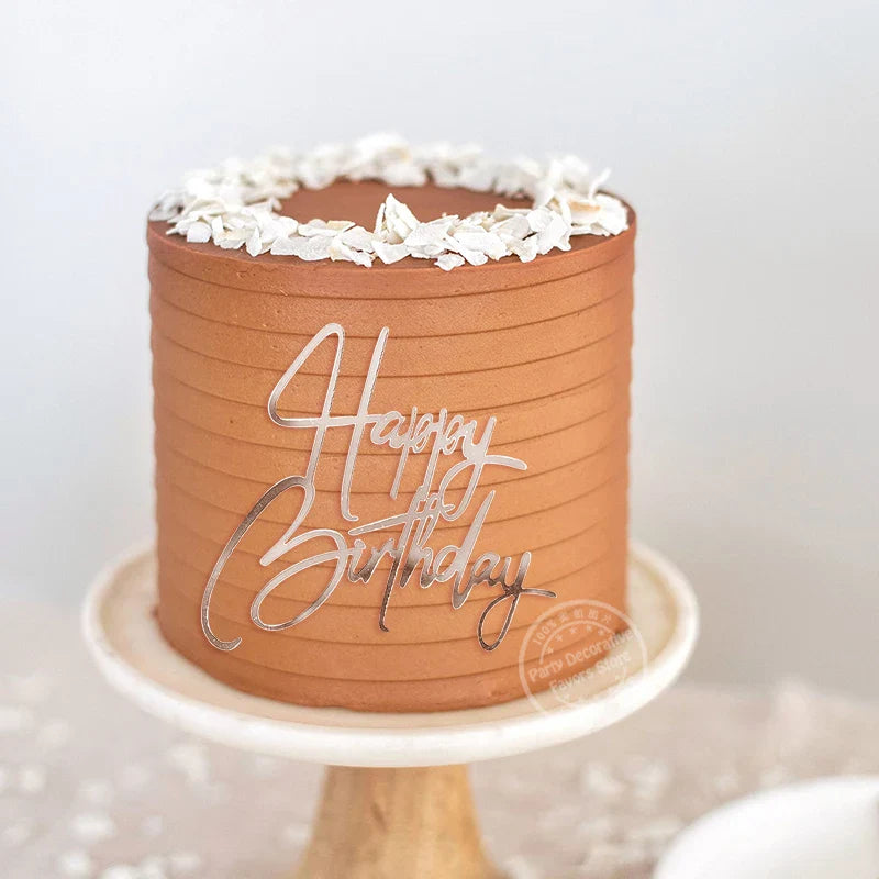 Product Image for Sandsberg INS Neue Happy Birthday Cake Topper für Baby Kinder Erwachsene Geburtstagsparty Kuchen Dekoration Gold Silber Acryl DIY Backen Kuchen 