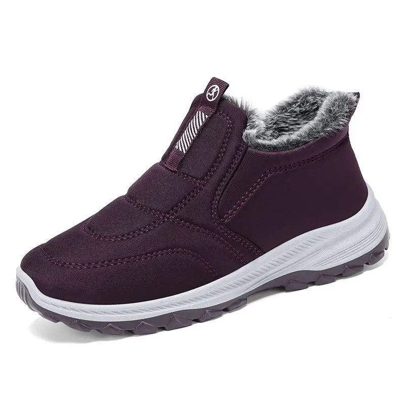 Product Image for Winter Herren Schneestiefel Dickes Fell Rutschfeste Sneakers Baumwolle Knöchel Outdoor Militär Wanderschuhe Warm Gehen Schuhe, LILA / 36