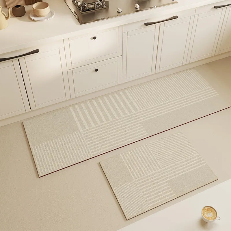 Product Image for Sandsberg | Cream Stil Küchenläufer Wasserdicht Öl-beständig PVC Teppich Pflegeleicht Waschmaschinenfest Bodenteppich Rutschfest Zuschneidbar 