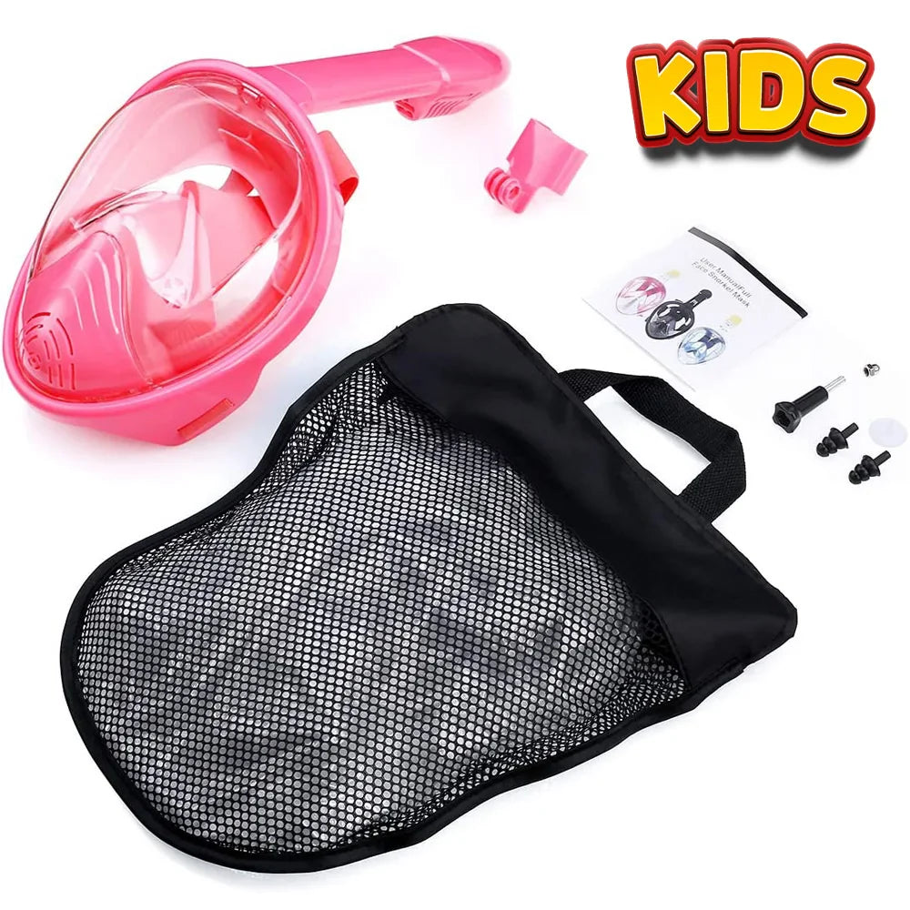 Product Image for Vollgesichts-Schnorchelmaske mit Kamerahalterung - Weitwinkel, Anti-Beschlag, Anti-Leck Tauch- und Schnorchelmaske für Erwachsene und Kinder, Kinder 