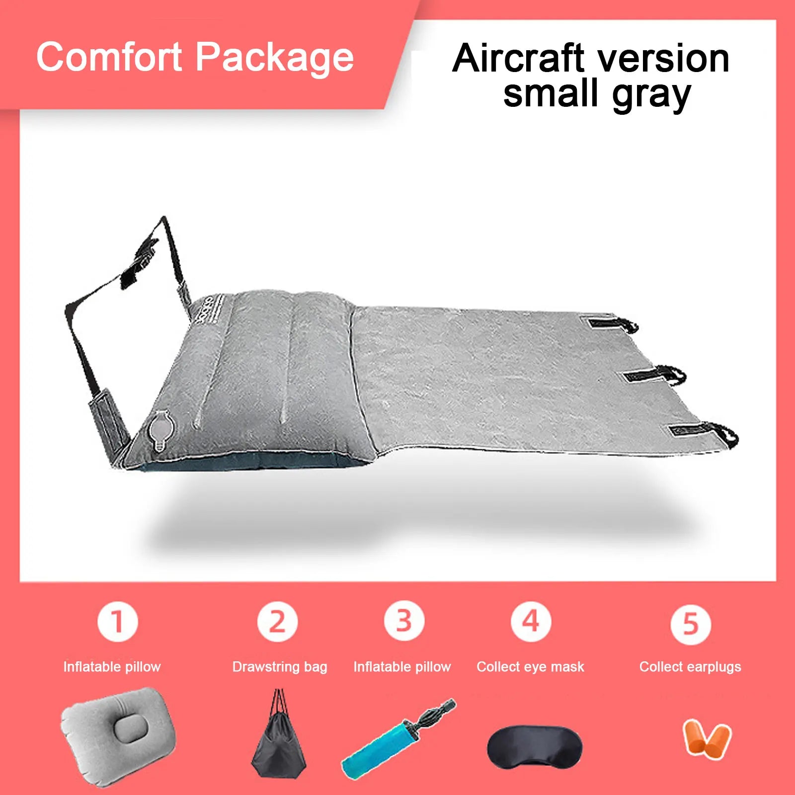 Product Image for Verstellbare Fußstütze Hängematte - Tragbares aufblasbares Bett für Auto, Zug, Flugzeugreisen, Camping - Bequeme Auto-Matratze für Babys und 