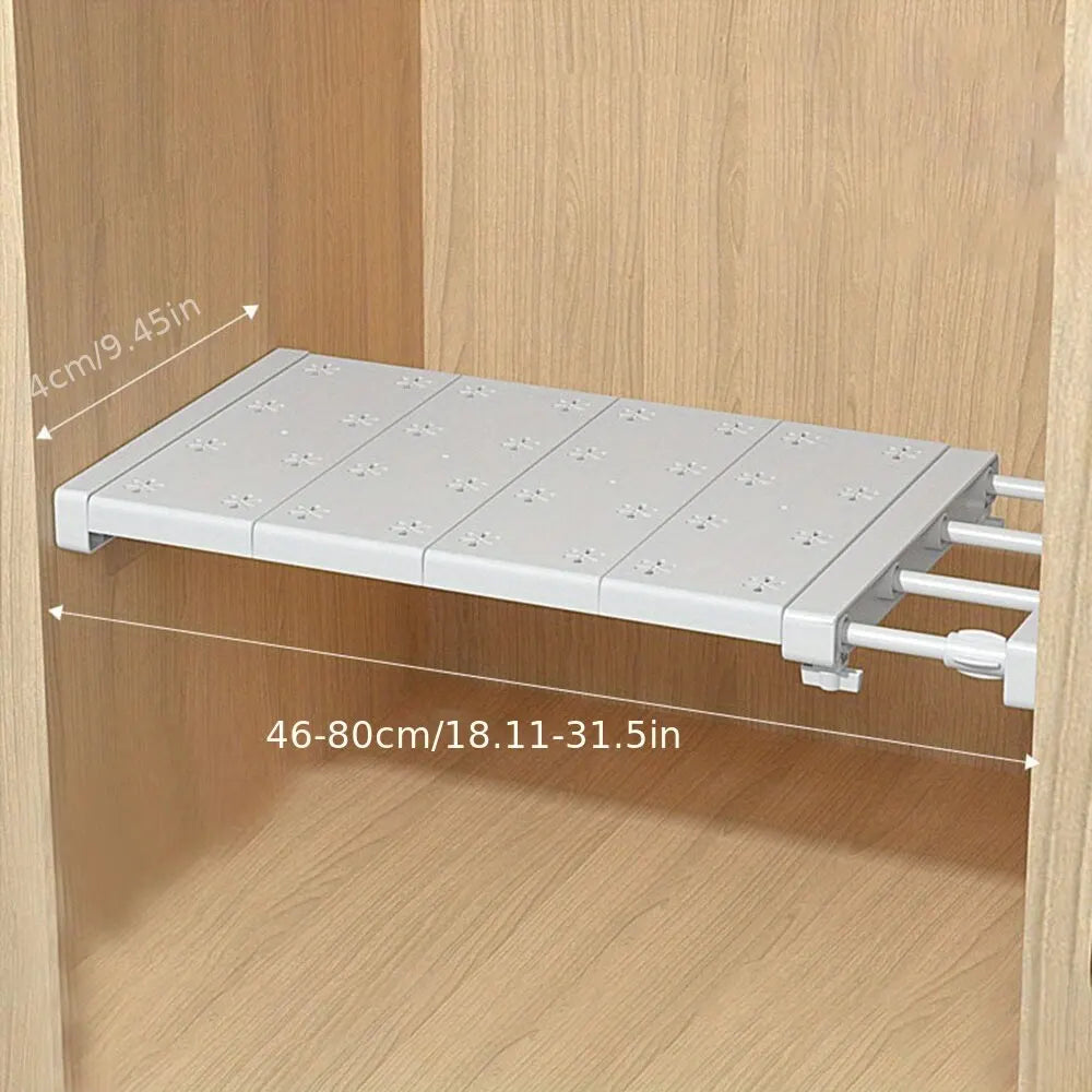 Product Image for Weiße erweiterbare Trennwand ohne Durchstechen | Ausziehbare Schichtenplatte für Kleiderschrank, Küche und Badezimmerregal | Lagertrennwände für 