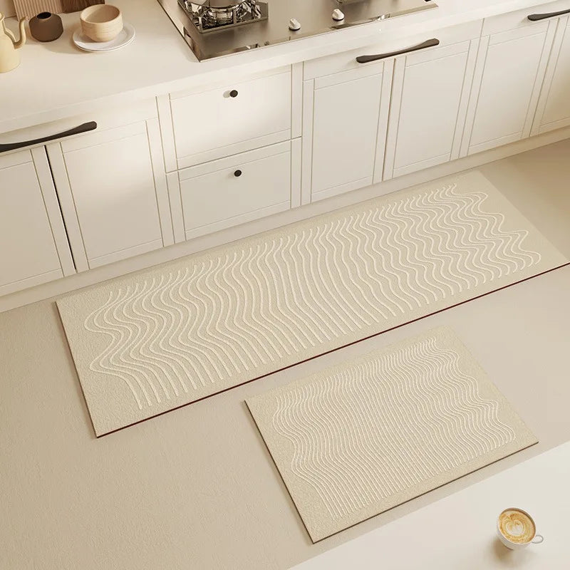 Product Image for Sandsberg | Cream Stil Küchenläufer Wasserdicht Öl-beständig PVC Teppich Pflegeleicht Waschmaschinenfest Bodenteppich Rutschfest Zuschneidbar 