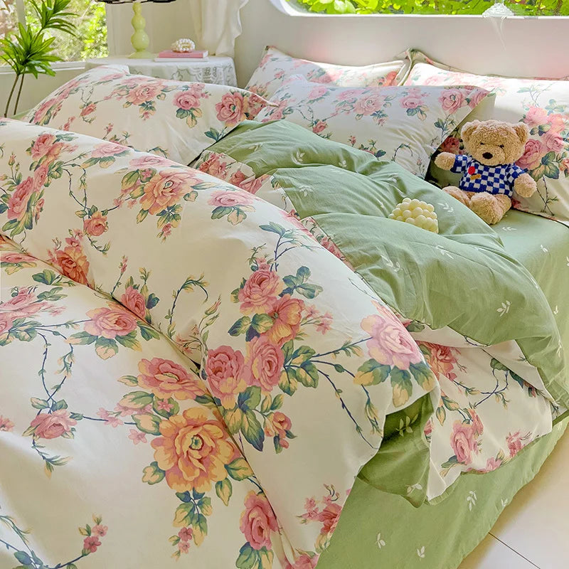 Product Image for Sandsberg | Hot Flora Stil 100 % Baumwolle Bettwäsche Set Bedruckt Vierteiliges Set Reine Baumwolle Bettlaken Set Bettbezug Königin König Größe, 