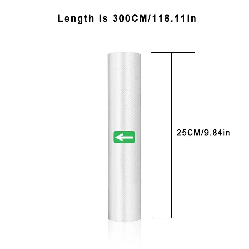 Product Image for Vakuum Lebensmittelretter Versiegelungsbeutel Rollen 12/15/20/25/28/cm Sous Vide Lagerverpackungsbeutel für Fleisch Früchte Gemüse Nüsse, 25x300CM 1 