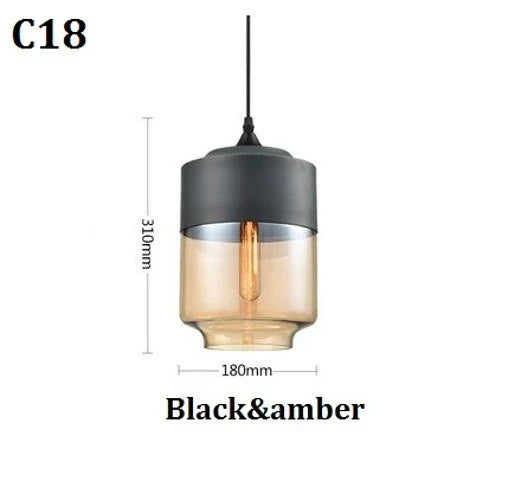 Product Image for Vintage Glass Pendant Light – Art Deco Pendelleuchte für Küche, Café, Restaurant und Schlafzimmer Dekor, C schwarze Bernstein