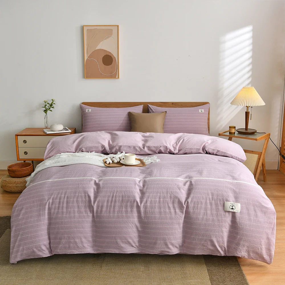 Product Image for Sandsberg | 100% Baumwolle Bettdeckenbezug Set mit Kissenbezug Japan Stil Gitter Bettbezug 220x240 Bettbezug Set King Size, 6 / König 240x220 cm