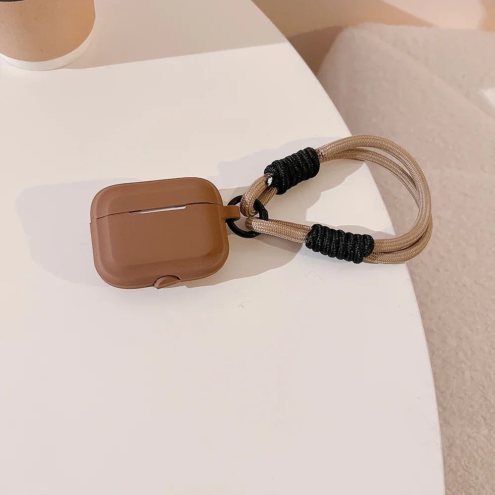 Product Image for Weiche Silikonhülle für Airpods mit Anti-Verlust Lanyard Kopfhörer Zubehör, Braun