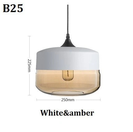 Product Image for Vintage Glass Pendant Light – Art Deco Pendelleuchte für Küche, Café, Restaurant und Schlafzimmer Dekor, B weißer Bernstein