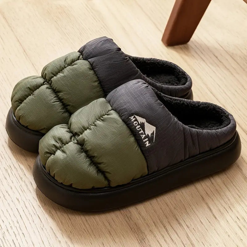 Product Image for Unisex Vintage Baumwoll-Patchwork Hausschuhe – Weiche, zum Hineinschlüpfen geeignete Hausschuhe für Herbst/Winter, Schwarz Grün / 10