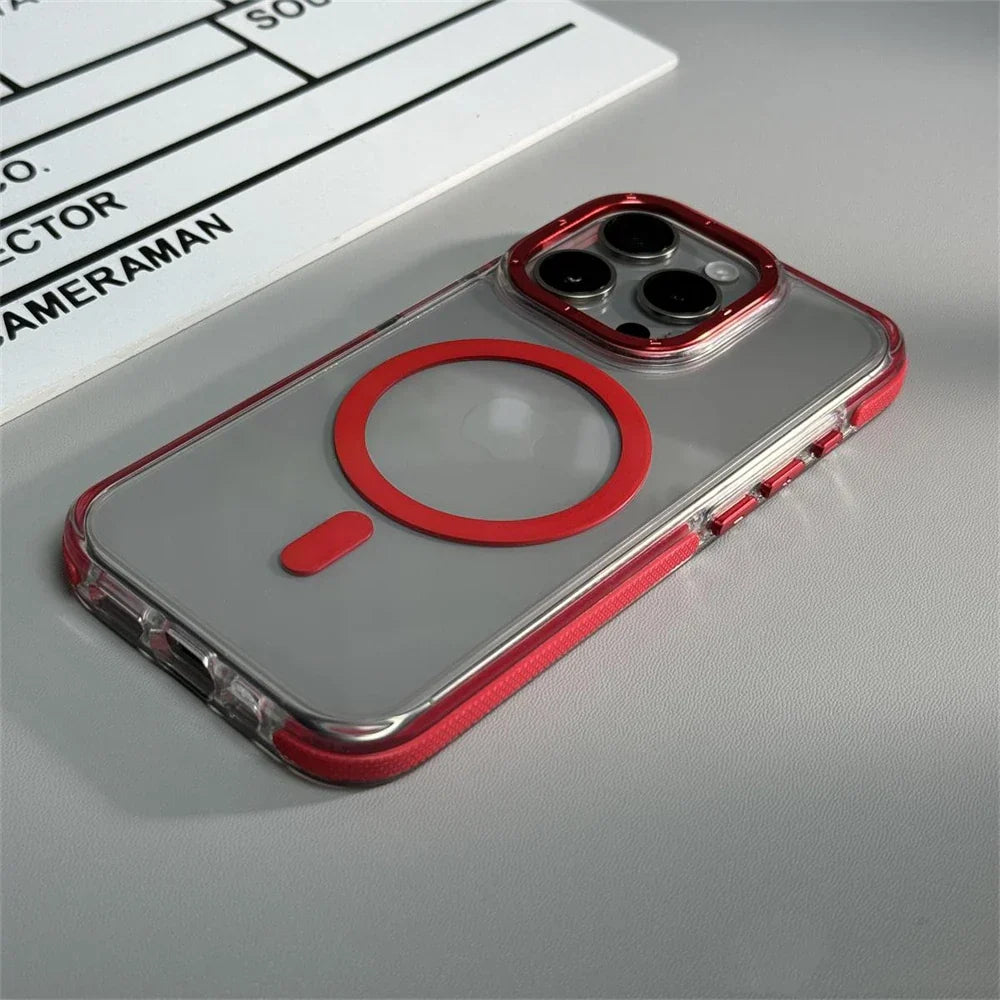 Product Image for Transparent Magnetic Wireless Case Für iPhone, Rot / Für iPhone 13 Pro