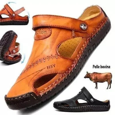 Product Image for Weiche Leder Herren atmungsaktiv Außen Sandalen, Hellbraun / 40