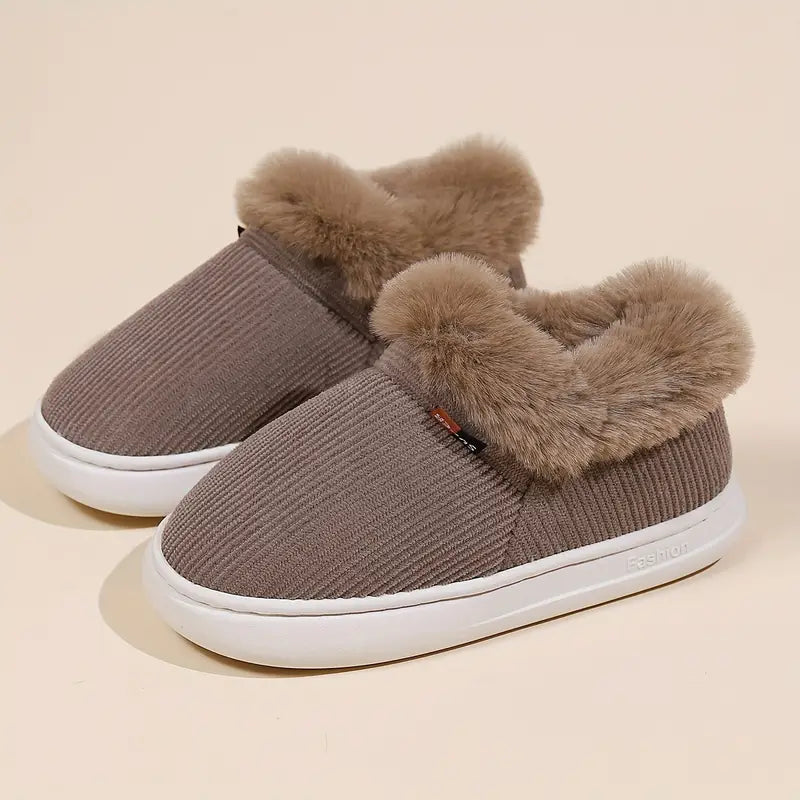 Product Image for Unisex warme Booties mit Flauschn-Futter - rutschfest & langlebig, Kaffee / 9.5