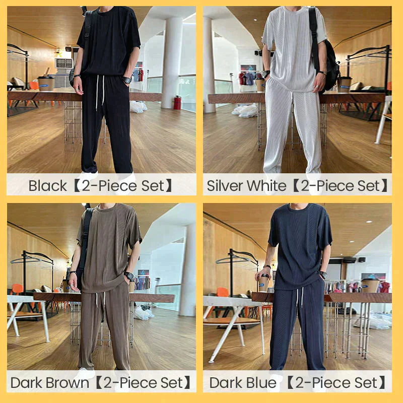 Product Image for Zweiteiliger Anzug aus Stretch-Seide für Herren, Silber Weiß【2er-Set】 / XL(Suggest 62.5-72.5kg)
