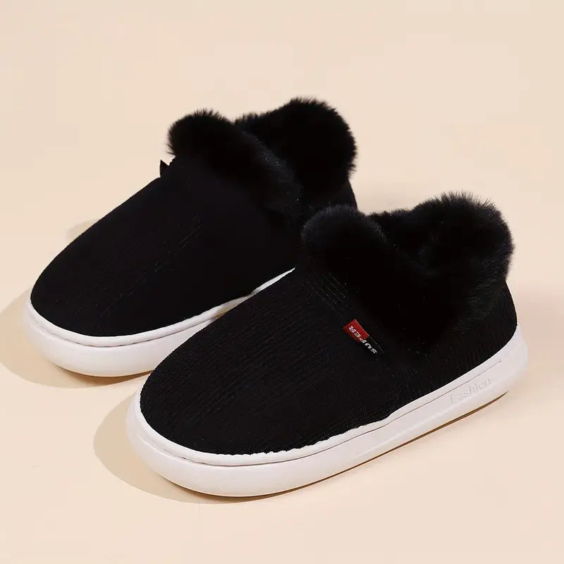 Product Image for Unisex warme Booties mit Flauschn-Futter - rutschfest & langlebig, Schwarz / 4.5