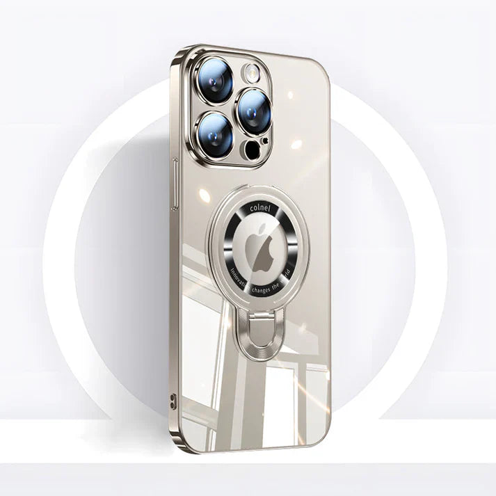 Product Image for iPhone MagSafe Serie | Transparente elektroplattierte rotierende Ständer-Handyhülle, Titanium Originalfarbe / iphone 14 Pro