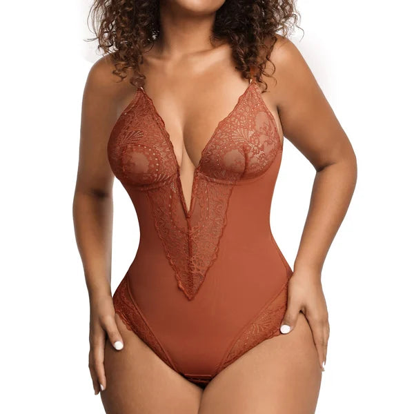 Product Image for Spitzen Tanga Body Mit Tiefem V-ausschnitt, Schokolade / S