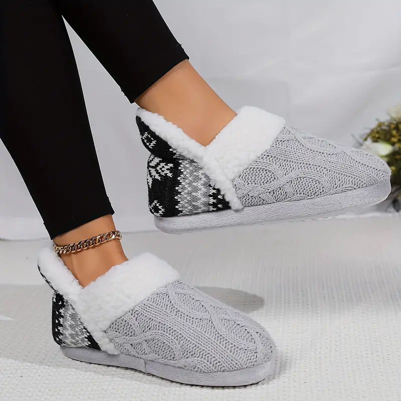 Product Image for Thermal Plüsch Hausschuhe Stiefeletten, silbergrau / 7.5