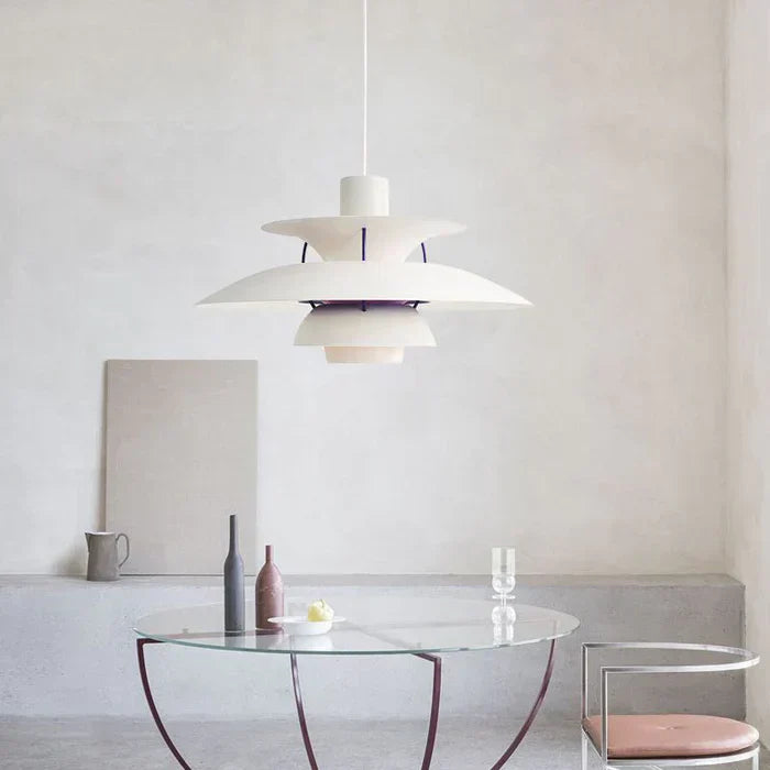 Product Image for Sandsberg | LUXLITE | LED Hängeleuchte in Buntmetall | Modernes Design für Wohn-, Schlaf- und Esszimmer, Weiß + Lila / Dia30CM / Kaltes Weiß