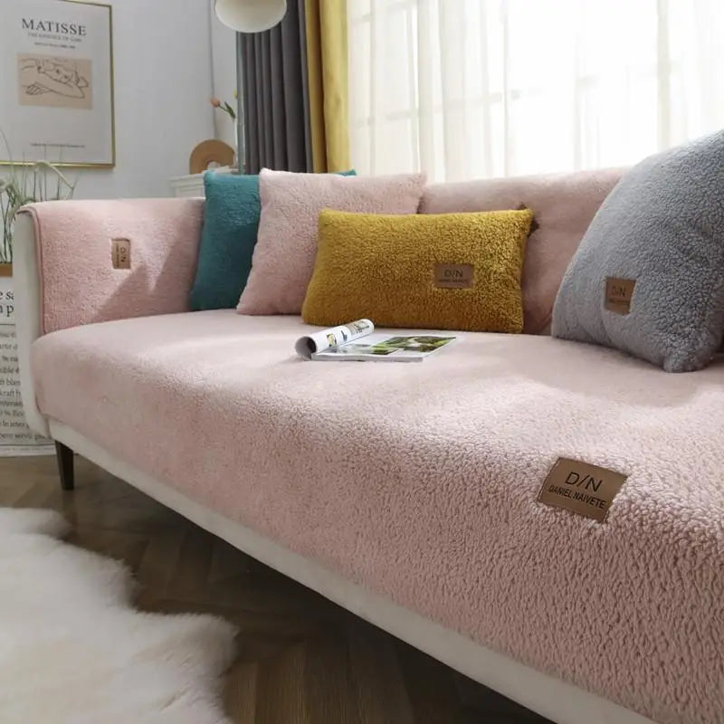 Product Image for Wasserdicht Dick Fuzzy Sherpa Fleece Rutschfeste Sofaüberzug, Rosa / 70*70 cm (1 Stk)