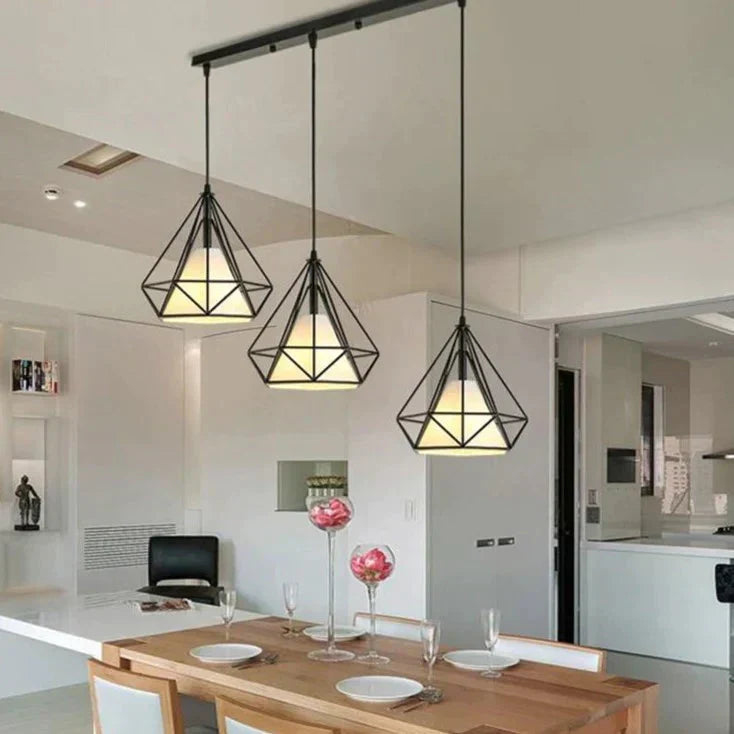 Product Image for Moderne Pendelleuchte mit Eisenrahmen – E27-Fassung, für Kücheninsel & Esszimmer, 2 Kopf Gerade Whi / 7W warm licht
