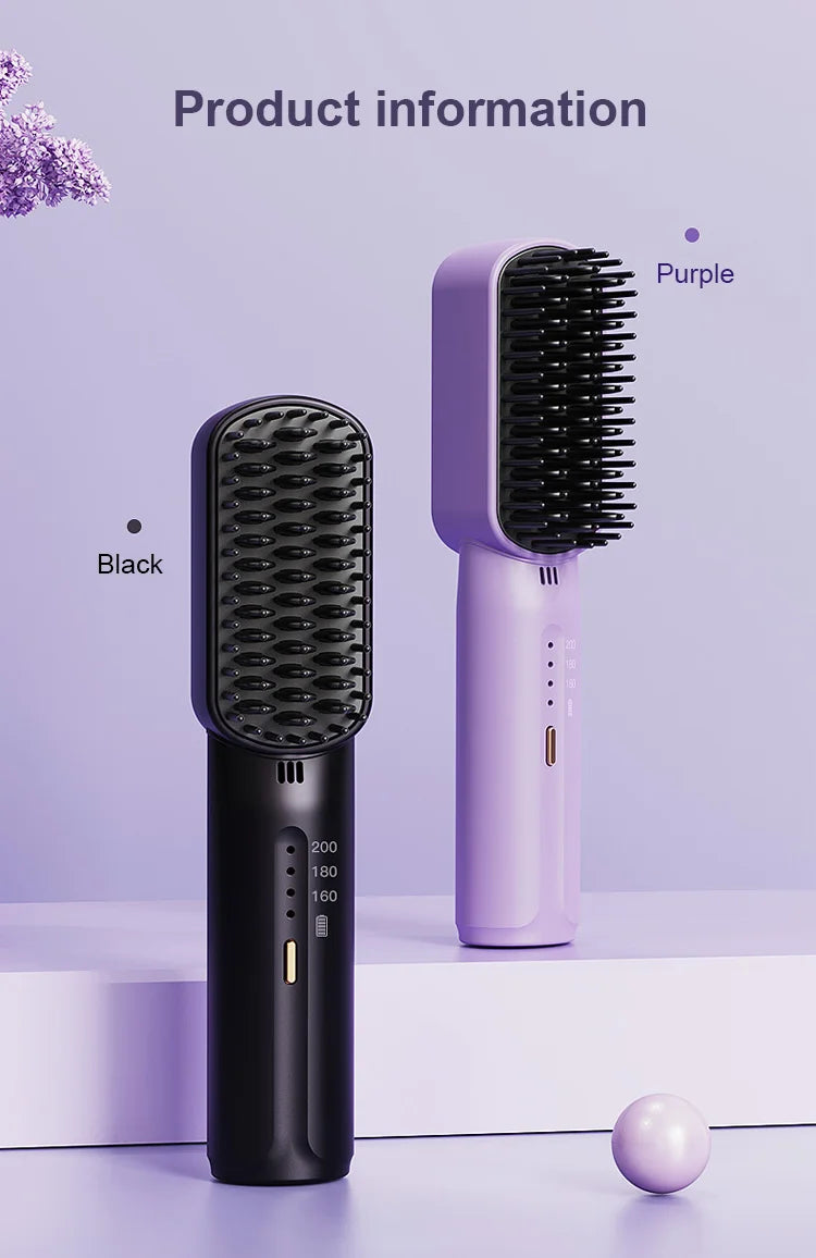 Product Image for Neues Geschenk Negative Ionen schaden dem Haar nicht Tragbarer kabelloser Mini-Haarglättungskamm, Lila+Schwarz【KOSTENLOSER VERSAND】