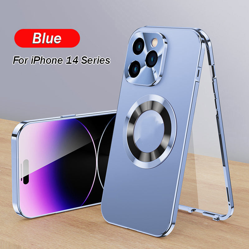 Product Image for Doppelseitige magnetische Handyhülle mit galvanisiertem Glas, Blau / iPhone 14 PRO MAX