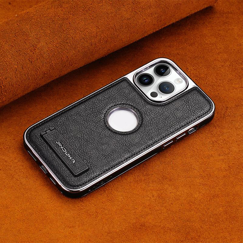 Product Image for UNSICHTBARE HANDYHÜLLE MIT GALVANISIERTER LÜNETTE UND LEDERSCHUTZ, Noir / iphone 13 Pro