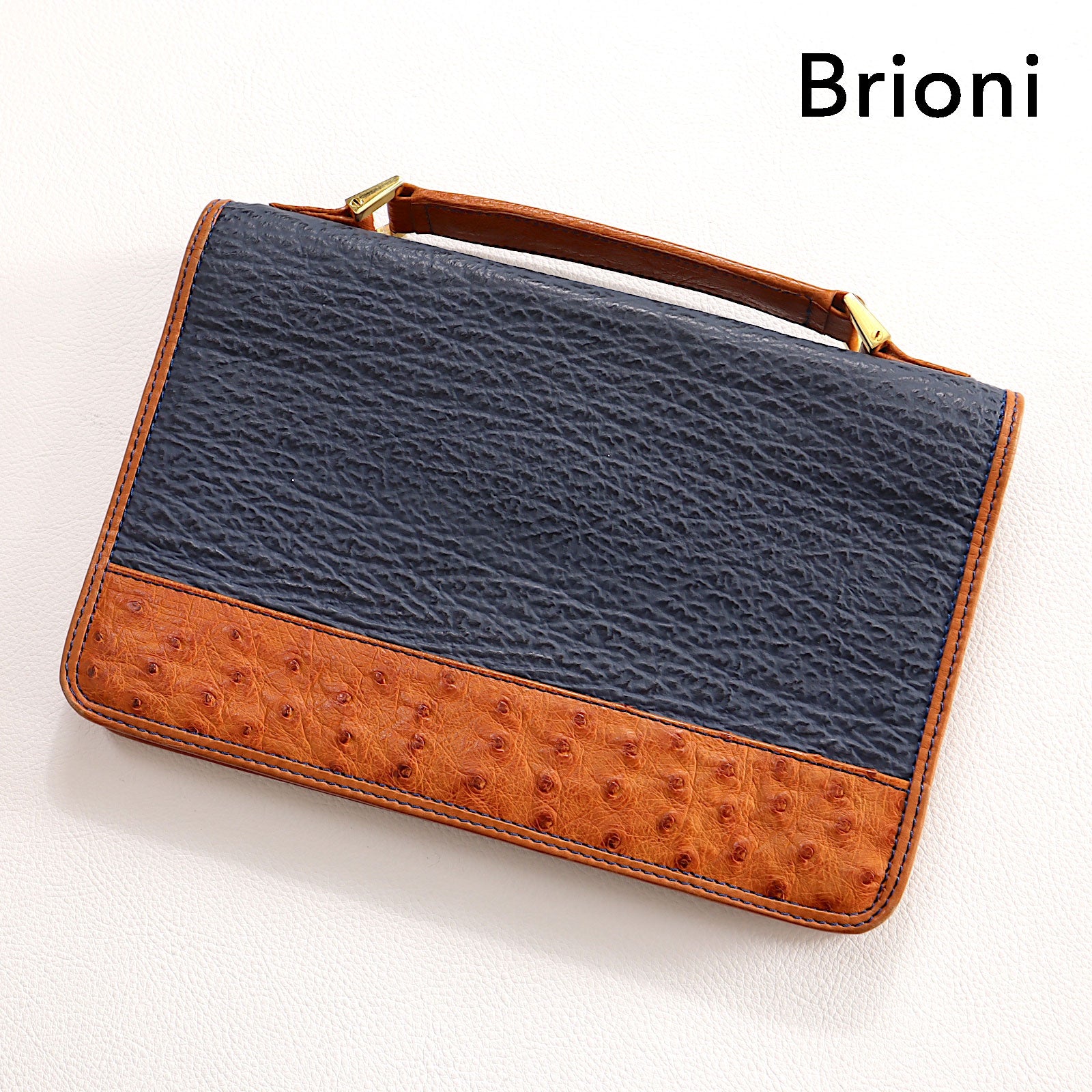 BRIONI オーストリッチ クラッチバッグ/ブリオーニ セカンドバッグ レア品