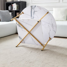 Load image into Gallery viewer, Modern Round coffee table with storage, Golden metal frame with marble color top-31.5&quot;
